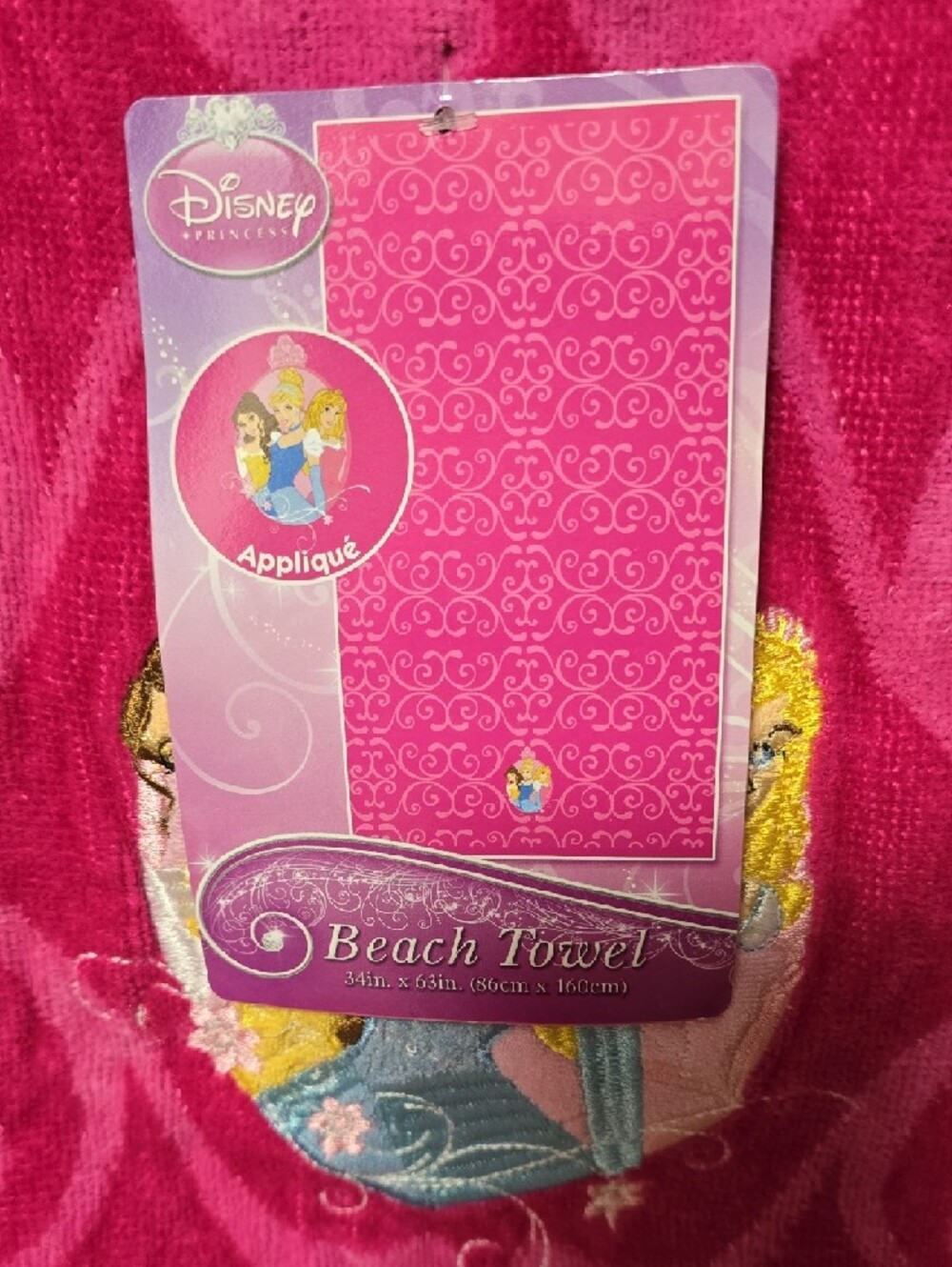 Disney Princess Pink Beach Towel Size 34in x 63in - Picture 2 of 9